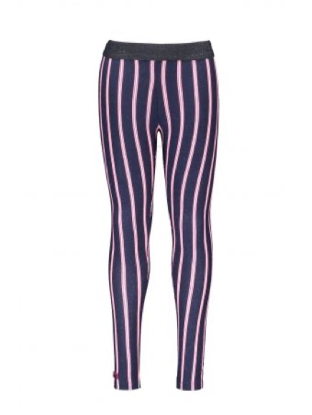 Girls' Navy with Pink Stripe Leggings